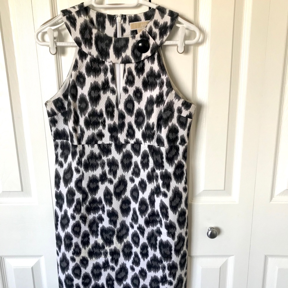 Michael Kors grey leopard halter dress